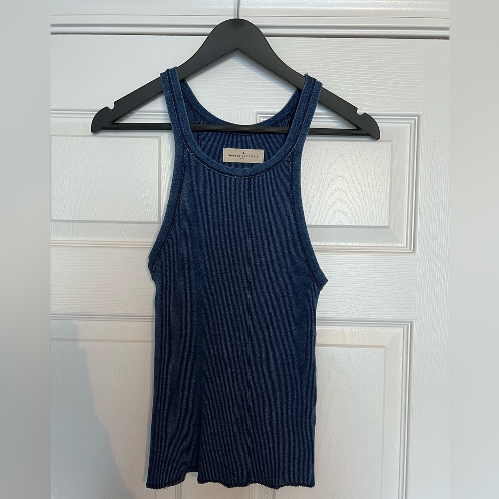 Imogene + Willie / sz. small / indigo ribbed racer back tank